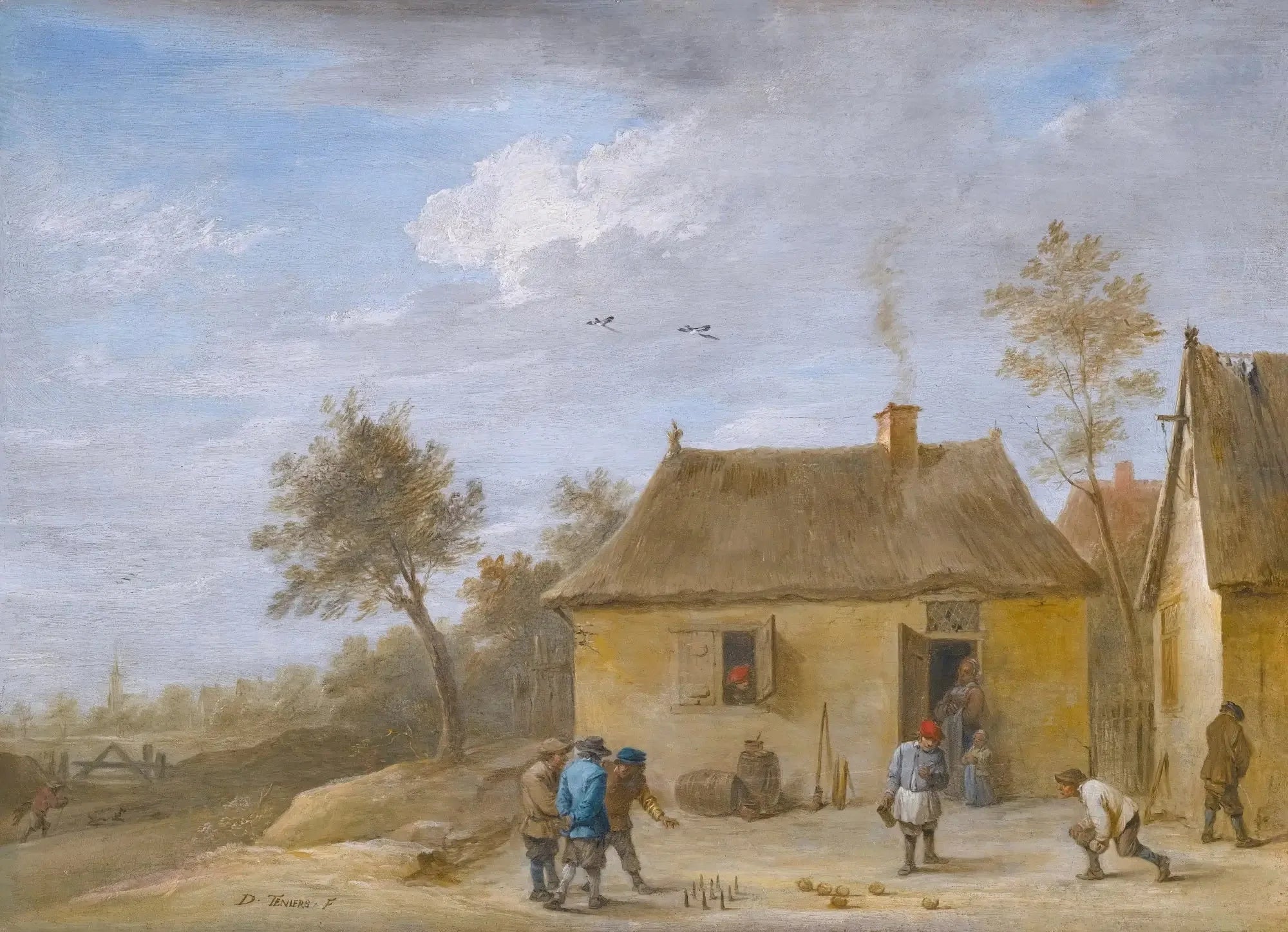 Paysage avec des joueurs de quilles - David Teniers le Jeune image 1 reproduction artisanale de tableau