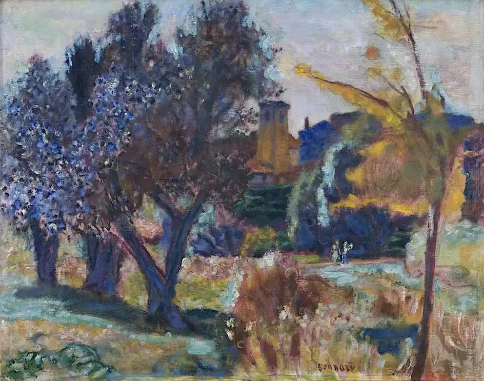 Paysage avec des oliviers et une chapelle - Pierre Bonnard image 1 reproduction artisanale de tableau