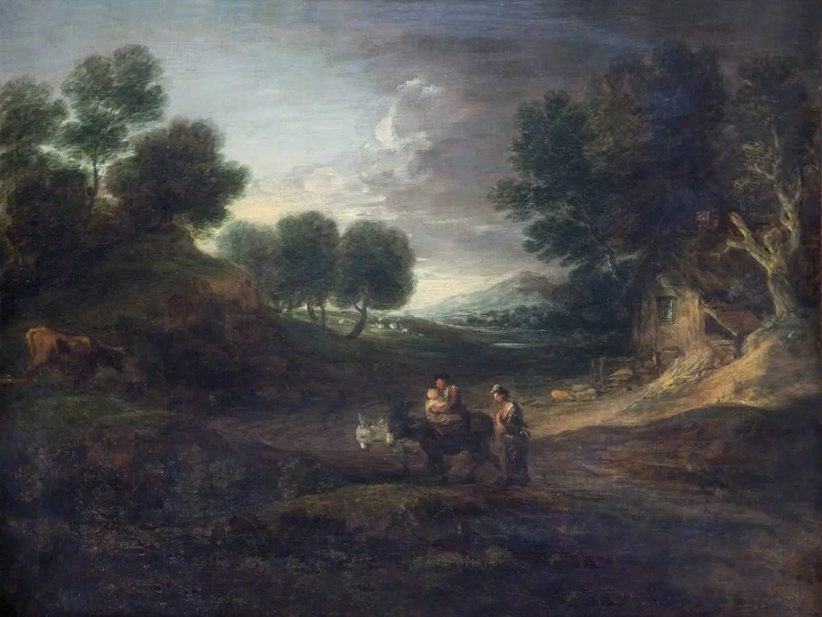 Paysage avec des paysans et des ânes - Thomas Gainsborough image 1 copie peinte à la main à l’huile