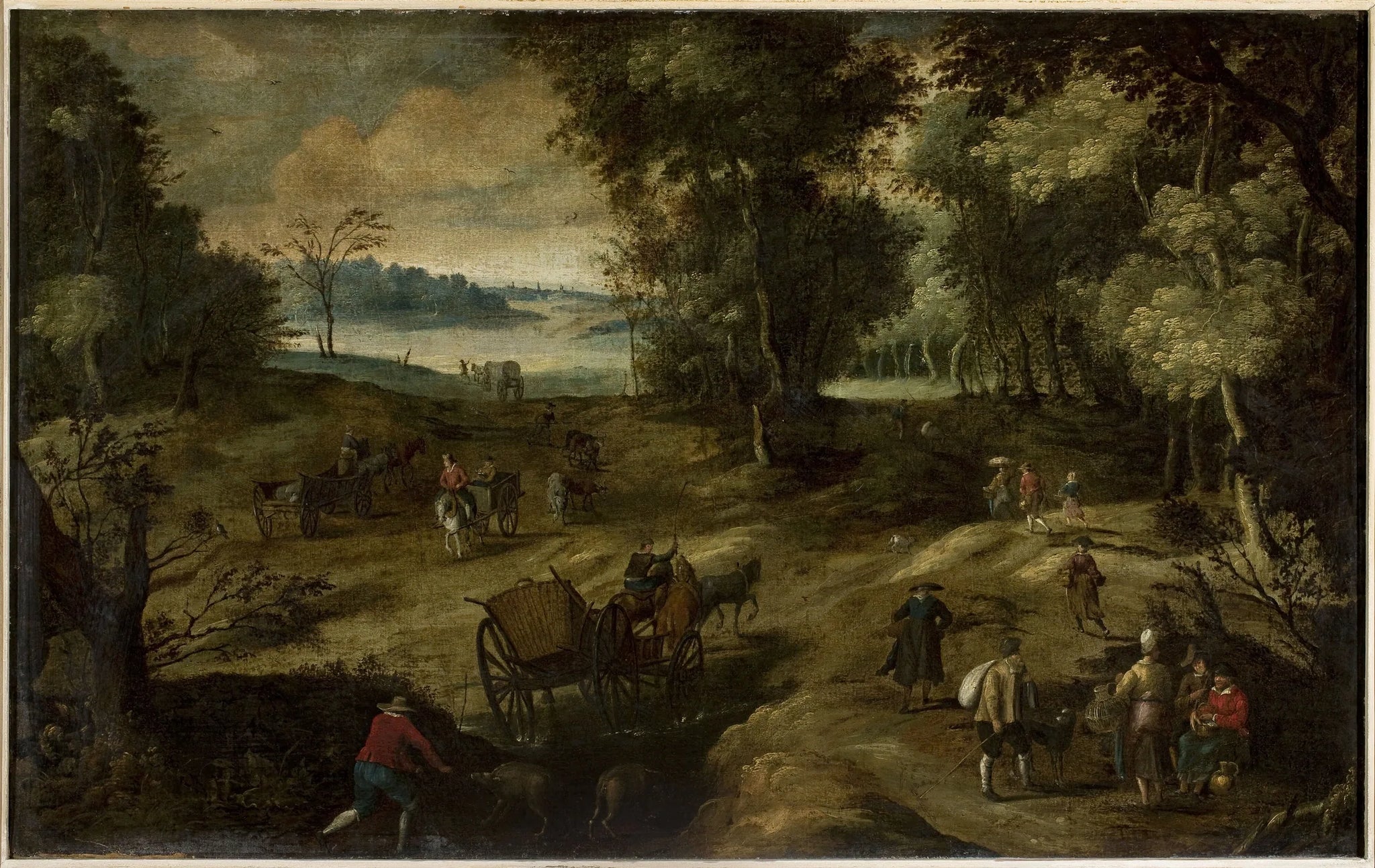 Paysage avec des paysans - Jan Brueghel l'Ancien image 1 reproduction de peinture à l’huile