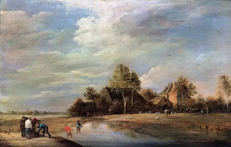 Paysage avec des pêcheurs - David Teniers le Jeune image 1 tableau peint à l’huile sur toile