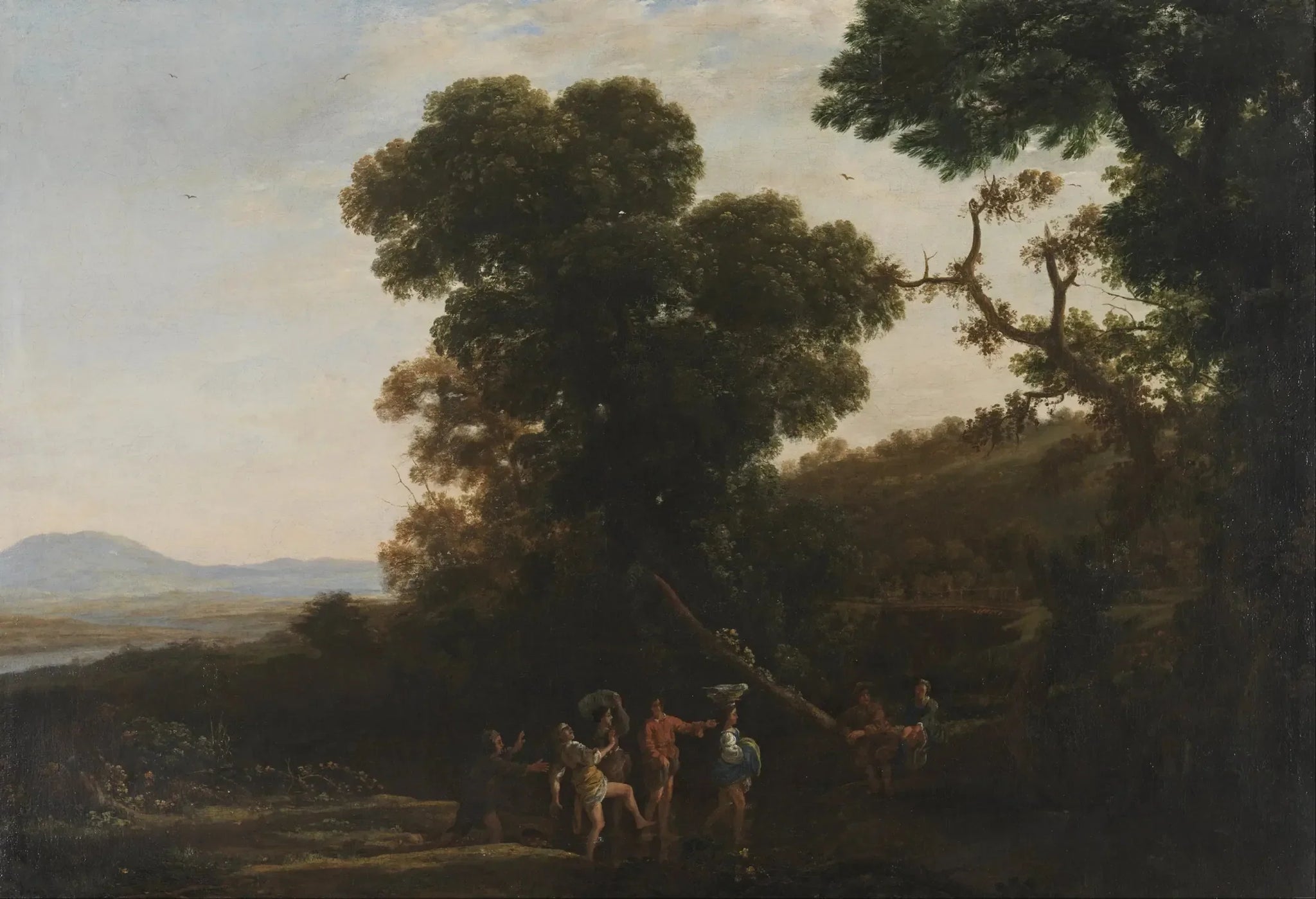 Paysage avec des personnages pataugeant dans un ruisseau - Claude Lorrain image 1 copie de tableau peinte à la main