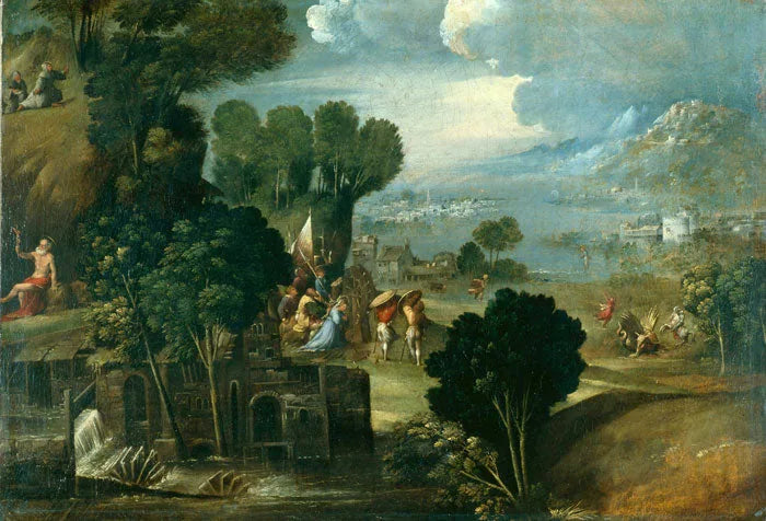 Paysage avec des saints - Dosso Dossi image 1 tableau peint à l’huile sur toile