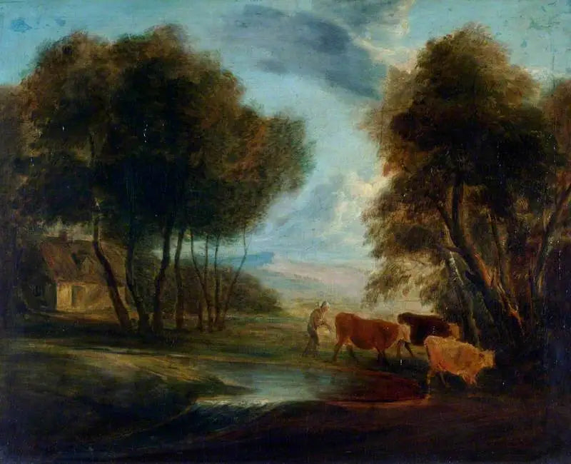 Paysage avec des vaches - Thomas Gainsborough image 1 reproduction de peinture à l’huile