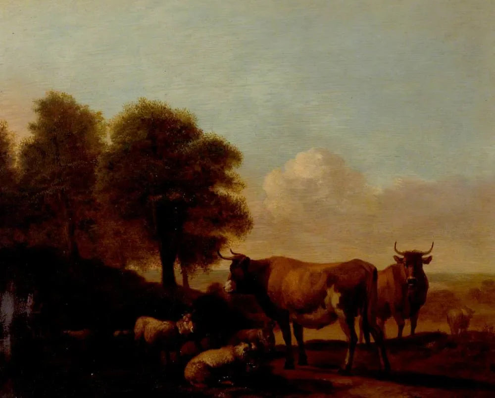 Paysage avec du bétail - Adriaen van de Velde image 1 tableau peint à l’huile sur toile