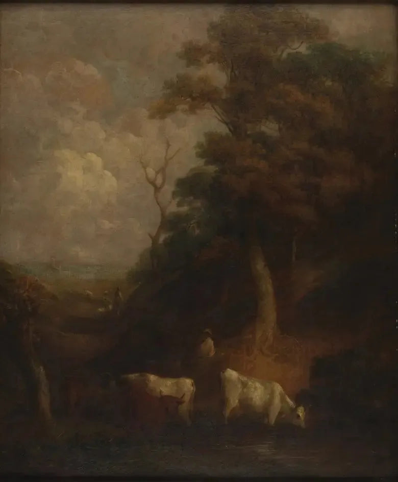 Paysage avec du bétail et un étang - Thomas Gainsborough image 1 copie de tableau peinte à la main