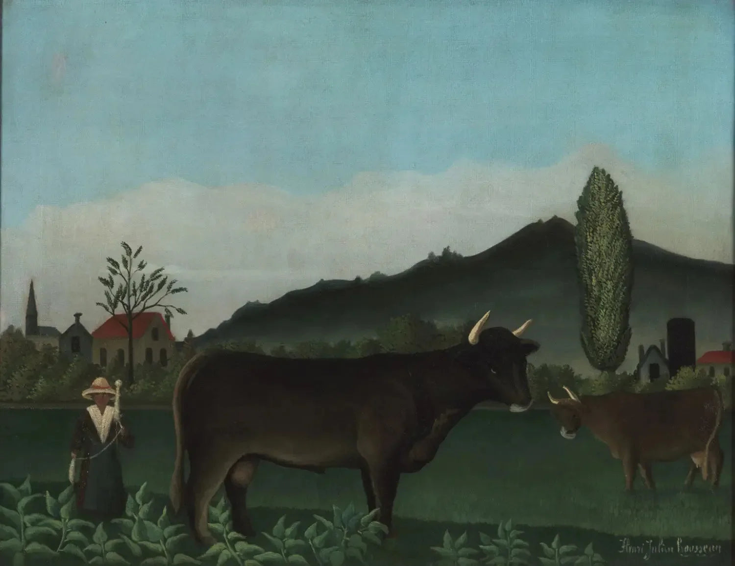 Paysage avec du bétail - Henri Rousseau image 1 copie peinte à la main à l’huile