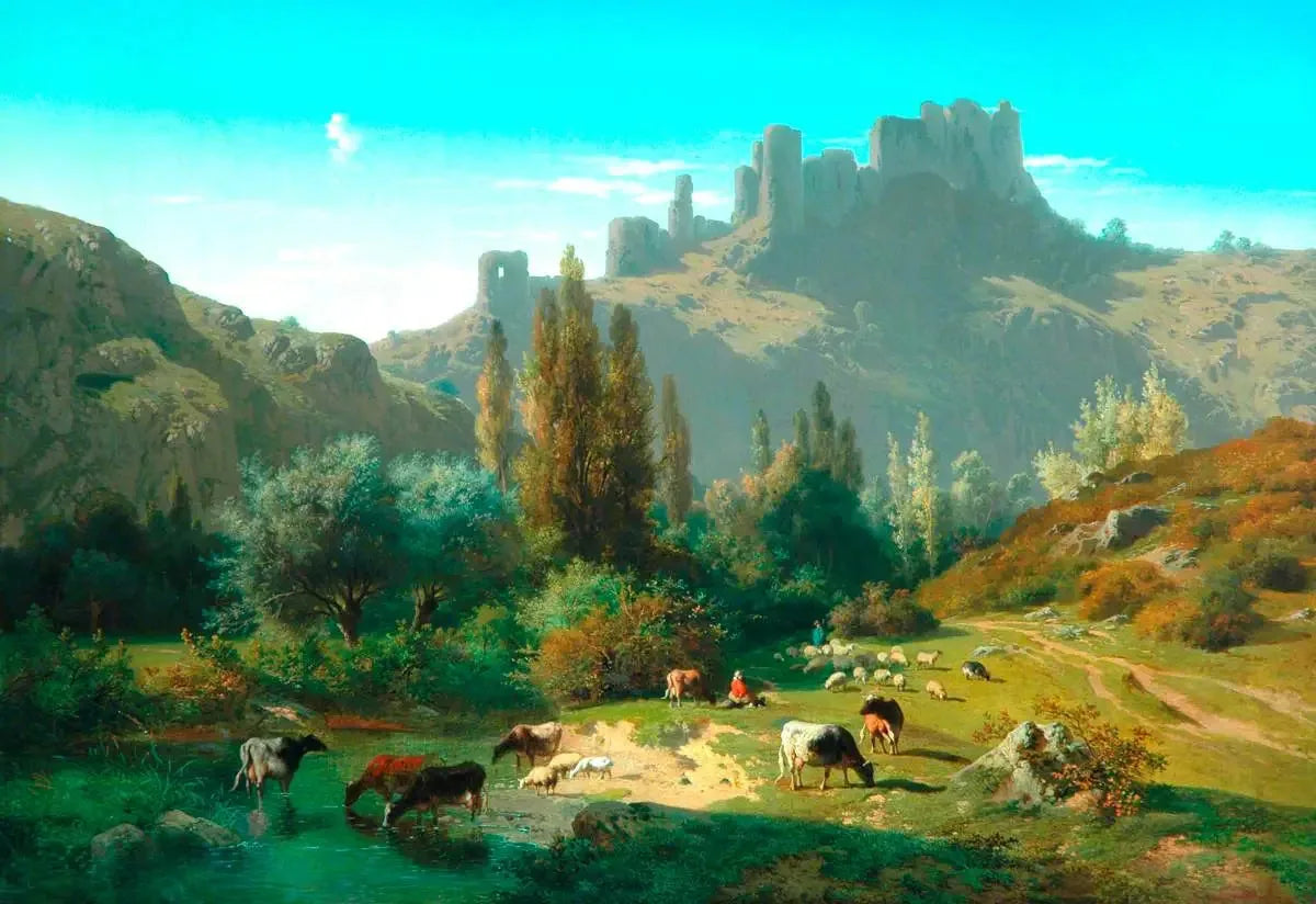 Paysage avec du bétail - Rosa Bonheur image 1 copie de tableau peinte à la main