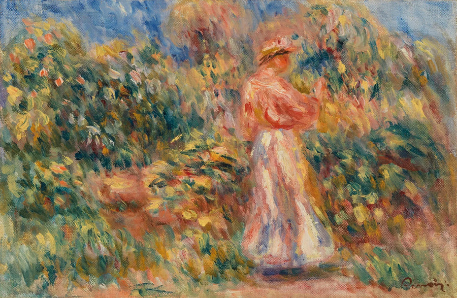 Paysage avec femme en rose et blanc - Pierre-Auguste Renoir