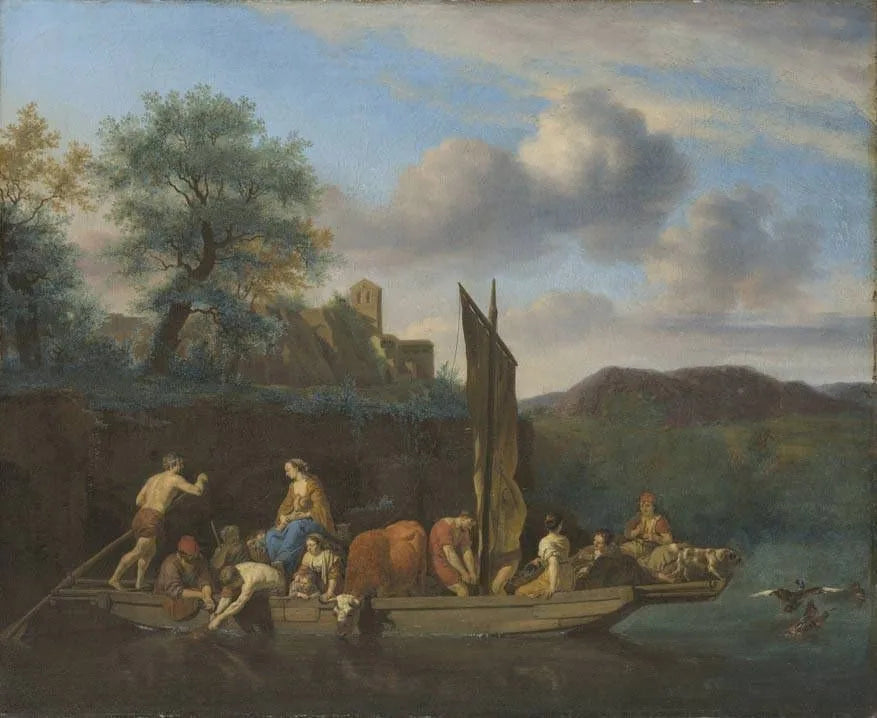 Paysage avec ferry - Adriaen van de Velde image 1 reproduction d’œuvre d’art à l’huile