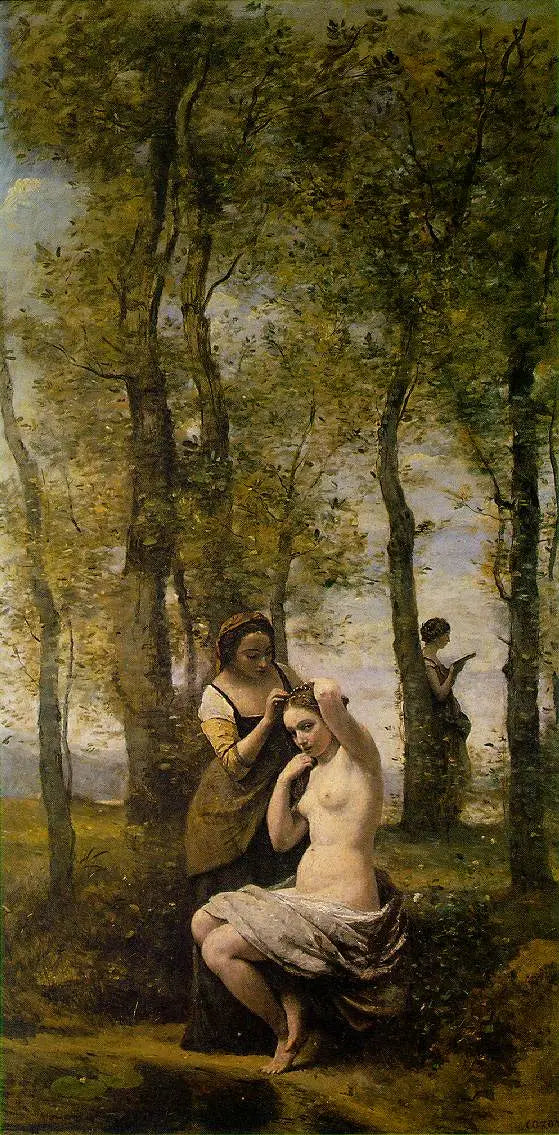 Paysage avec figures - Jean-Baptiste Camille Corot image 1 copie de tableau peinte à la main