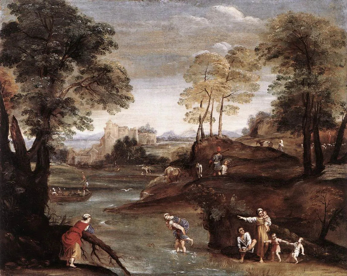 Paysage avec Ford - Domenichino image 1 reproduction artisanale de tableau