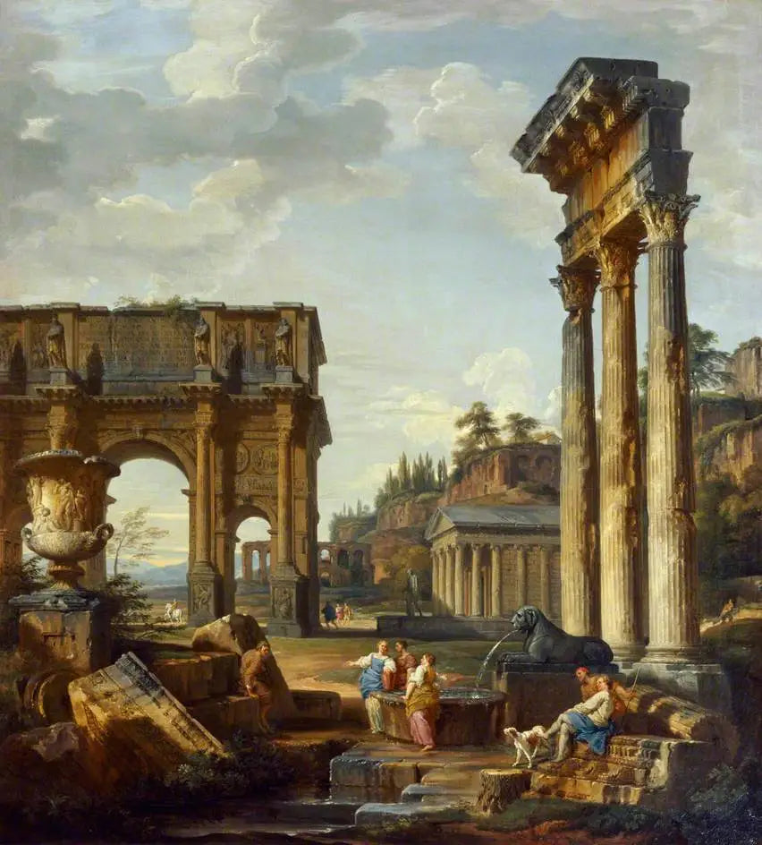 Paysage avec l'Arc de Constantin - Giovanni Paolo Panini image 1 reproduction de peinture à l’huile