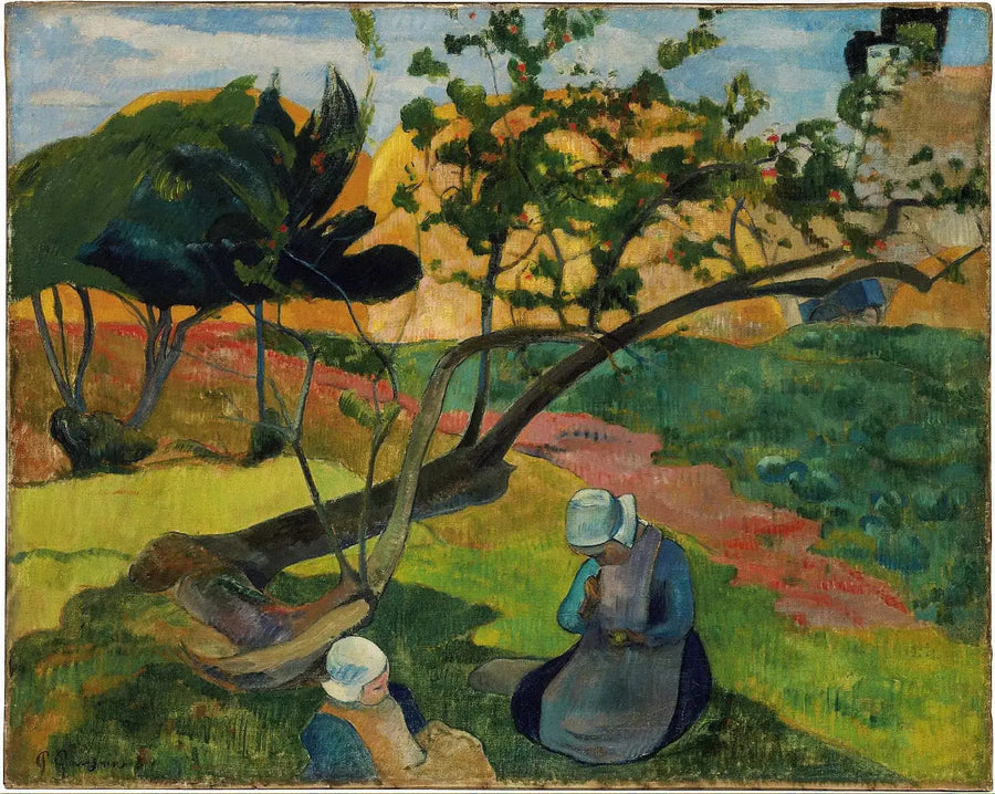 Paysage avec la femme bretonne Deux - Paul Gauguin