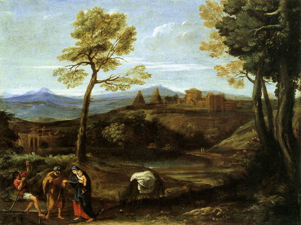 Paysage avec La fuite en Egypte - Domenichino image 1 copie de tableau peinte à la main