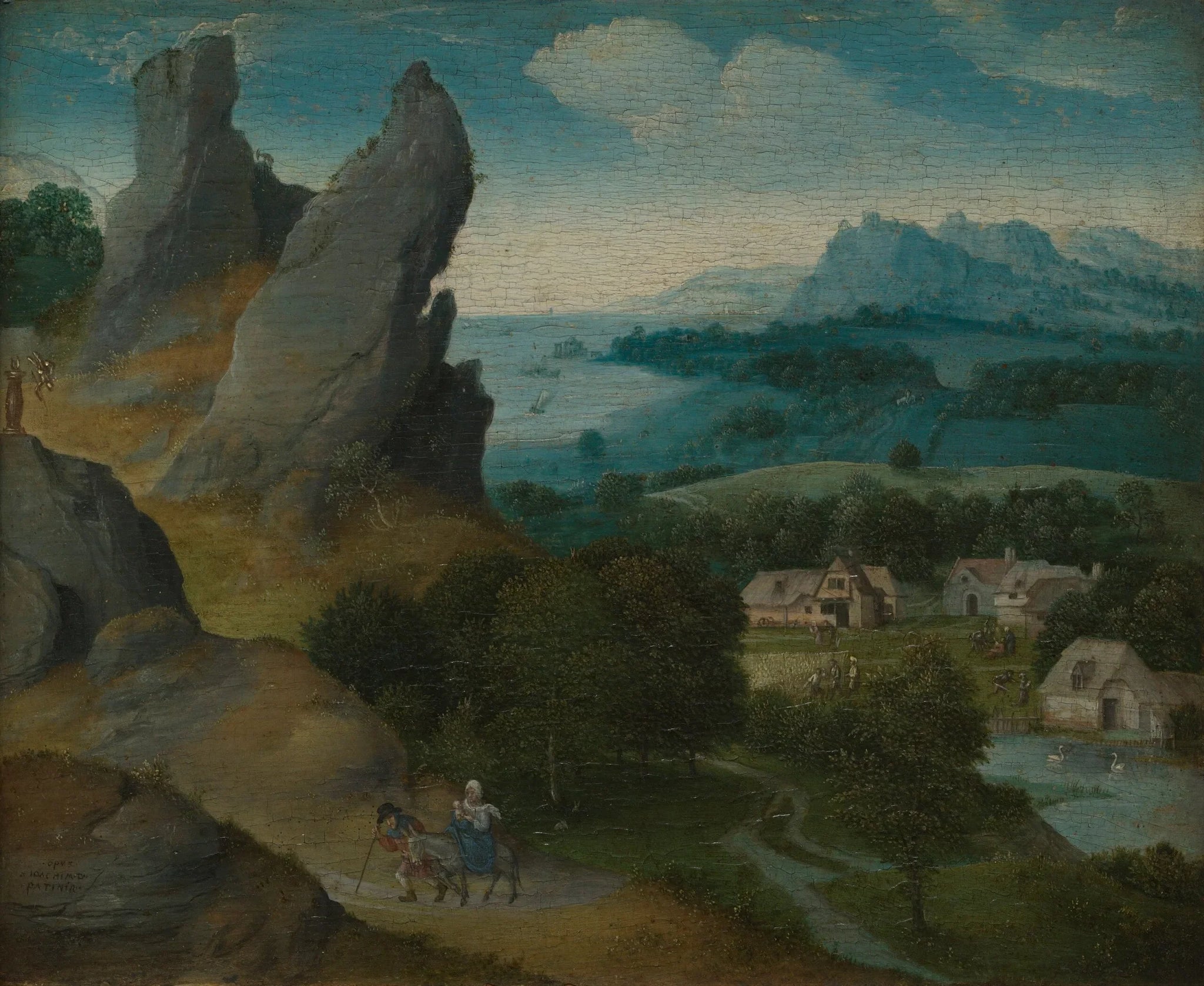 Paysage avec la fuite en Égypte - Joachim Patinier image 1 reproduction artisanale de tableau