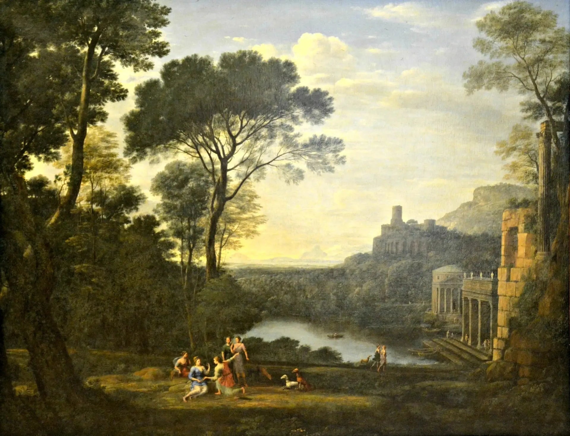 Paysage avec la nymphe Égérie pleurant Numa - Claude Lorrain image 1 reproduction de peinture à l’huile