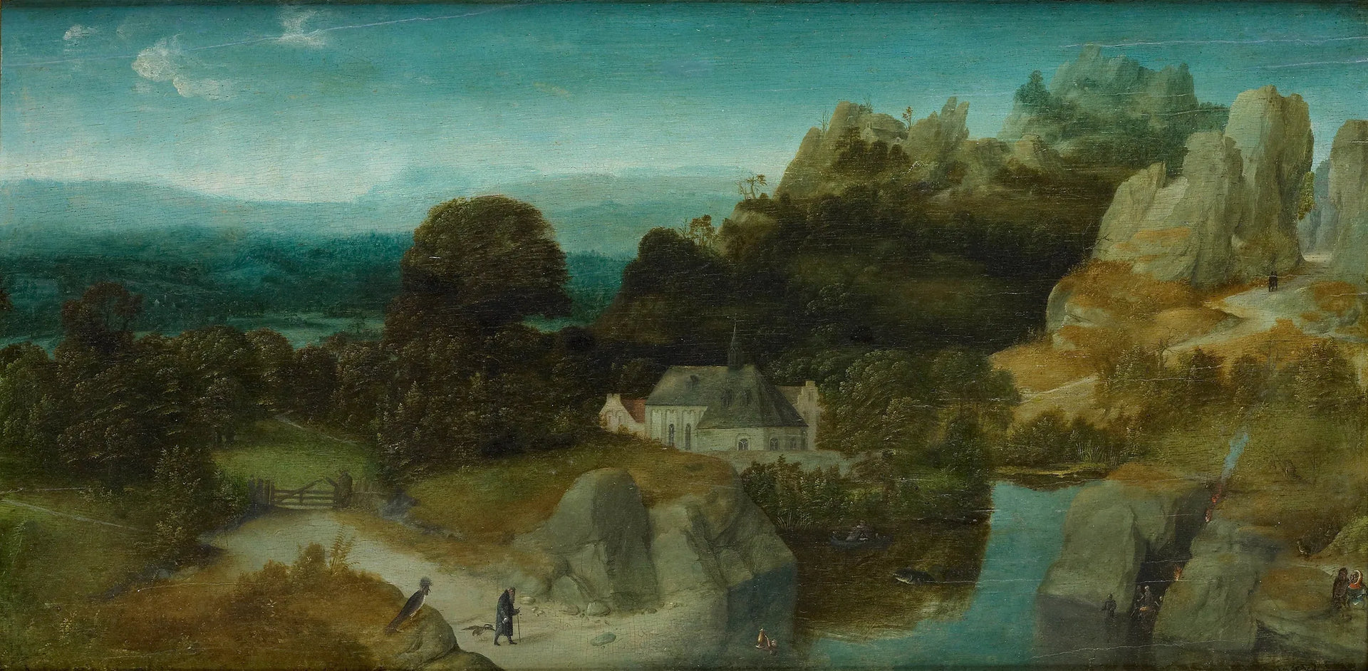 Paysage avec la tentation de saint Antoine - Joachim Patinier image 1 copie peinte à la main à l’huile