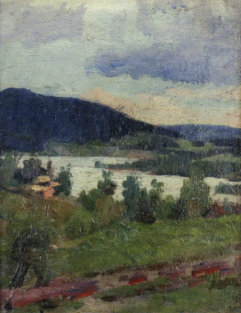 Paysage avec lac et forêt - Edvard Munch image 1 tableau peint à l’huile sur toile