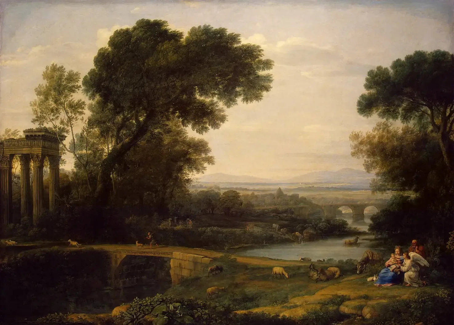 Paysage avec le repos pendant la fuite en Égypte - Claude Lorrain image 1 reproduction artisanale de tableau