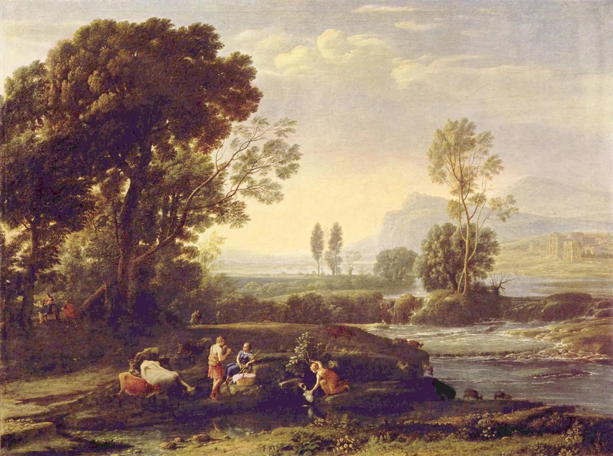 Paysage avec le repos pendant la fuite en Égypte - Claude Lorrain image 1 copie peinte à la main à l’huile