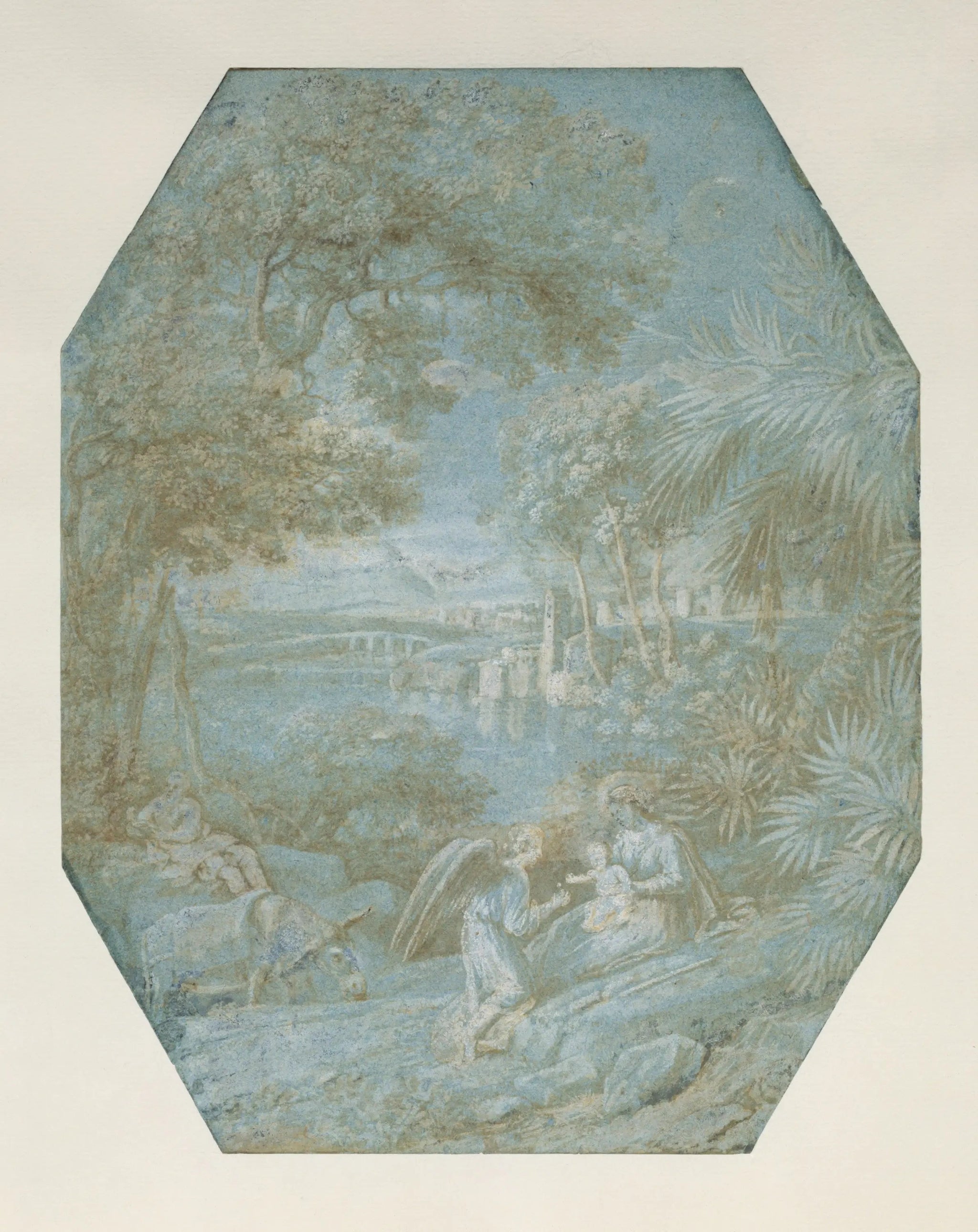 Paysage avec le repos pendant la fuite en Égypte - Claude Lorrain image 1 copie de tableau peinte à la main
