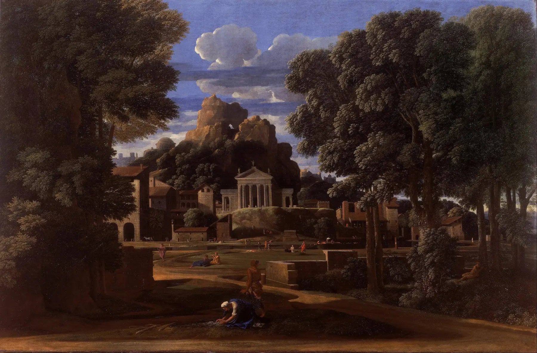 Paysage avec les cendres de Phocion - Nicolas Poussin image 1 copie de tableau peinte à la main