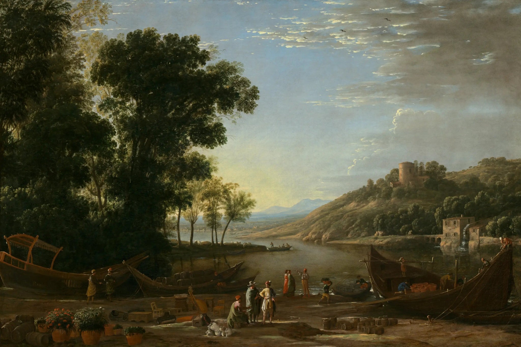 Paysage avec les commerçants - Claude Lorrain image 1 copie peinte à la main à l’huile