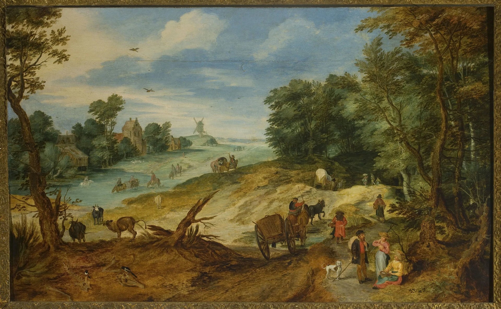 Paysage avec les voyageurs et le bétail - Jan Brueghel l'Ancien image 1 copie de tableau peinte à la main