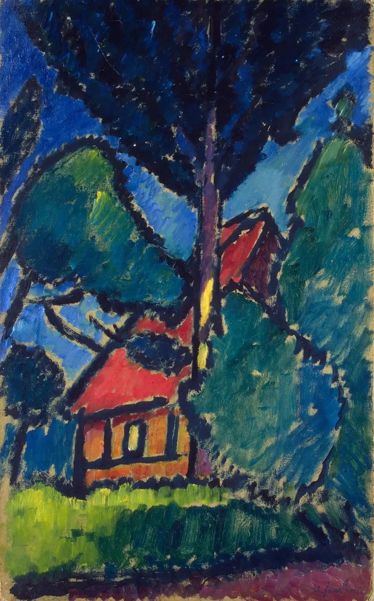 Paysage avec maison rouge - Alexej von Jawlensky image 1 copie peinte à la main à l’huile