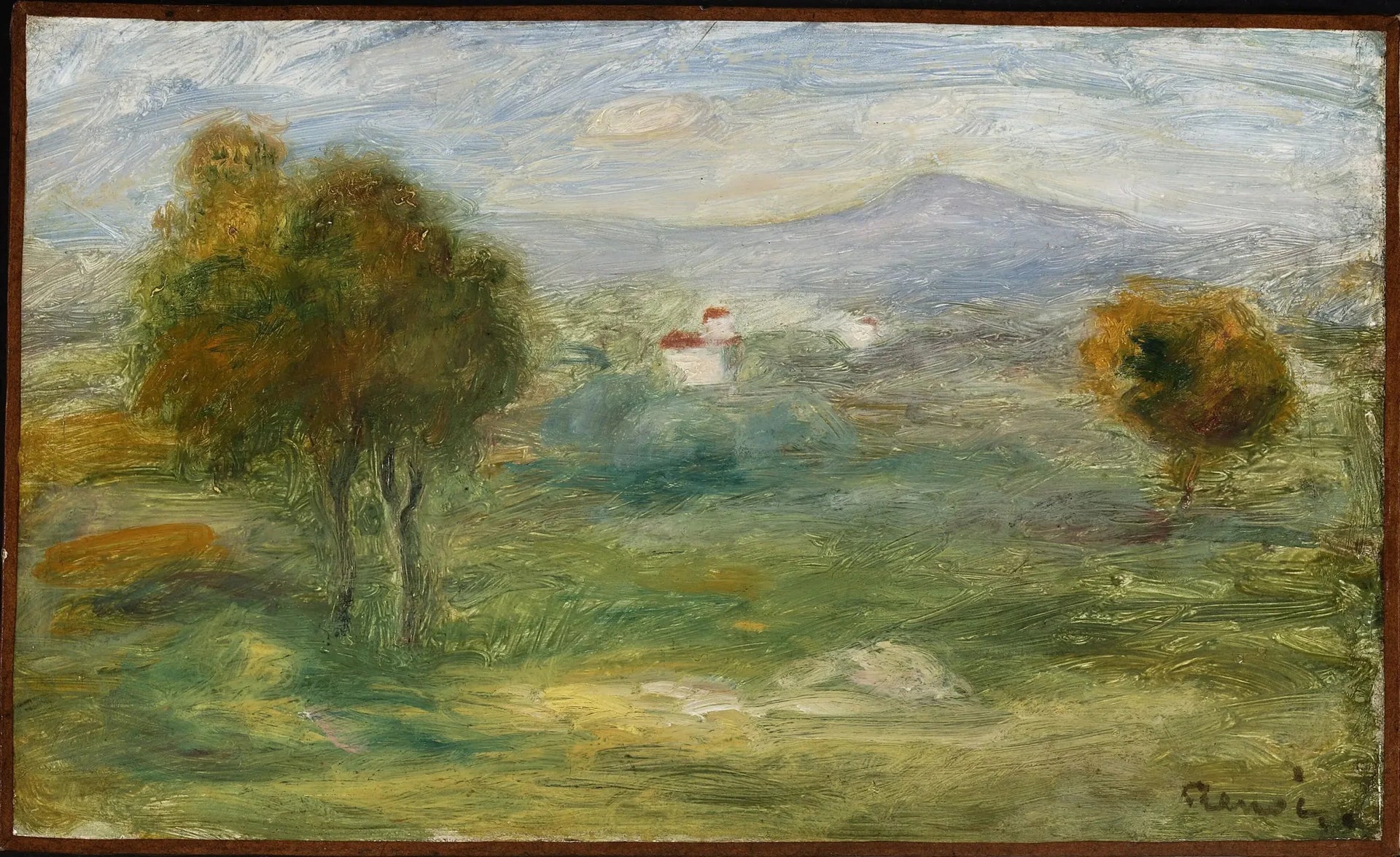 Paysage avec maisons à Cagnes-sur-Mer - Pierre-Auguste Renoir image 1 copie peinte à la main à l’huile