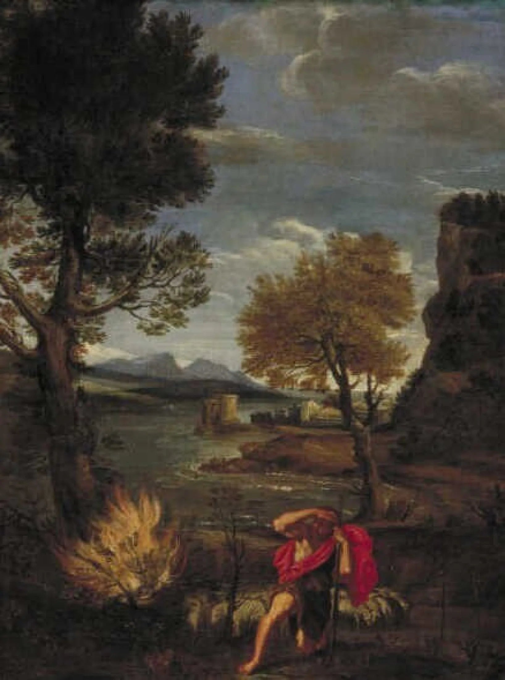 Paysage avec Moïse et le buisson ardent - Domenichino image 1 reproduction d’œuvre d’art à l’huile