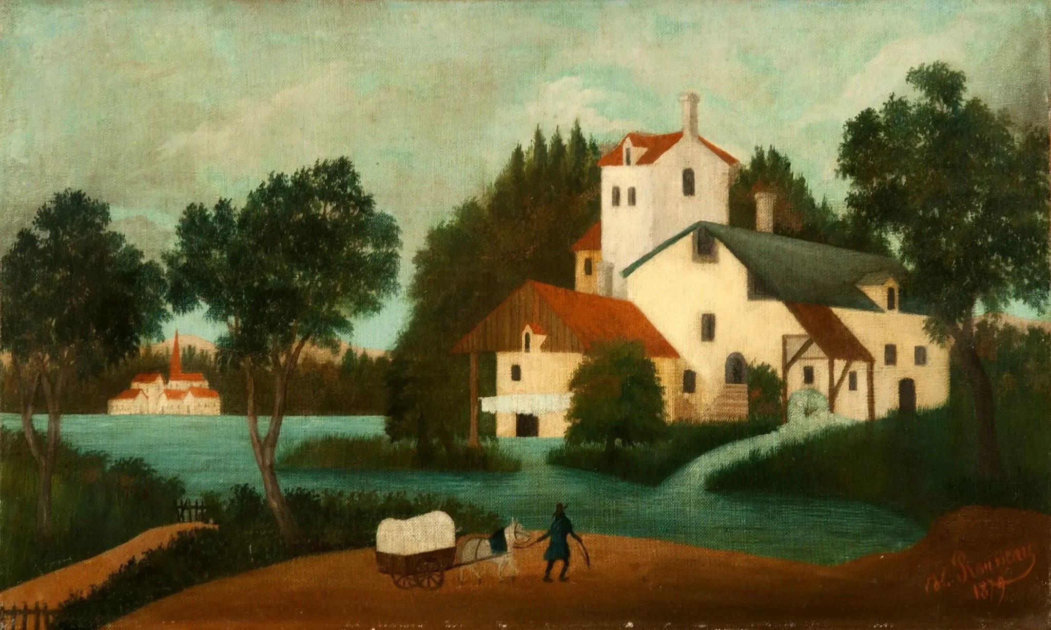 Paysage avec moulin à eau - Henri Rousseau image 1 copie peinte à la main à l’huile