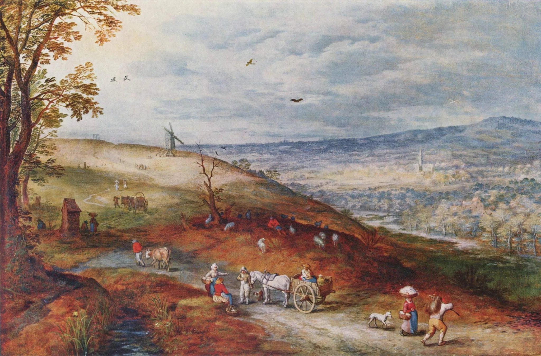 Paysage avec moulin à vent - Jan Brueghel l'Ancien image 1 reproduction de peinture à l’huile