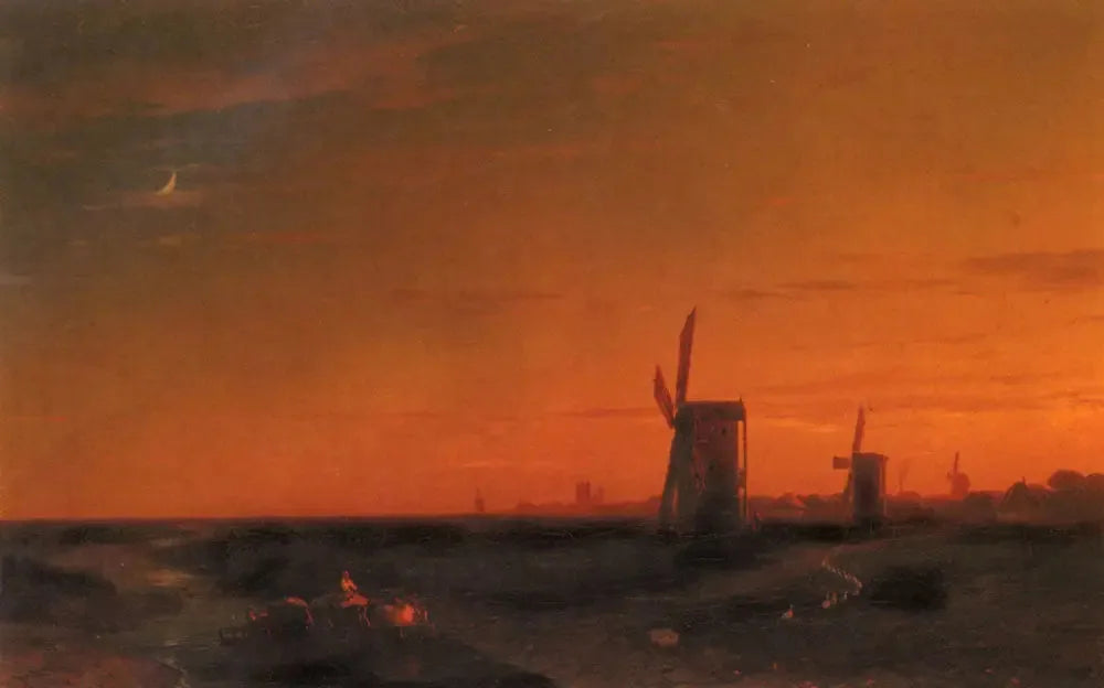 paysage avec moulins - Ivan Aïvazovski image 1 reproduction d’œuvre d’art à l’huile