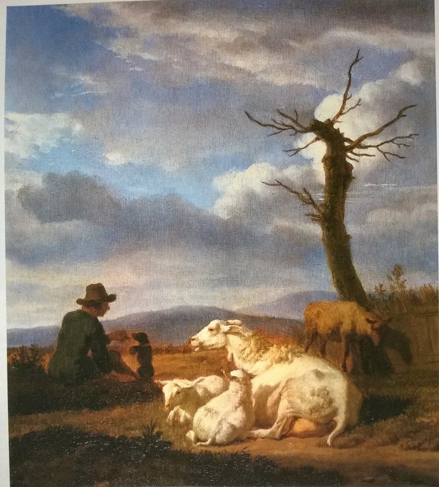 Paysage avec moutons et berger - Adriaen van de Velde image 1 copie peinte à la main à l’huile