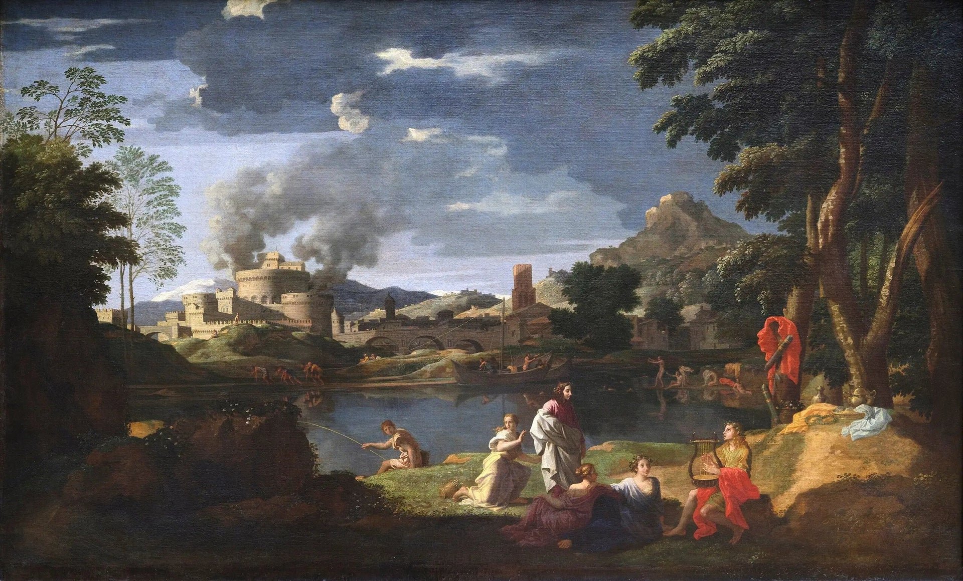 Paysage avec Orphée et Eurydice - Nicolas Poussin image 1 reproduction réalisée par Alpha Reproduction