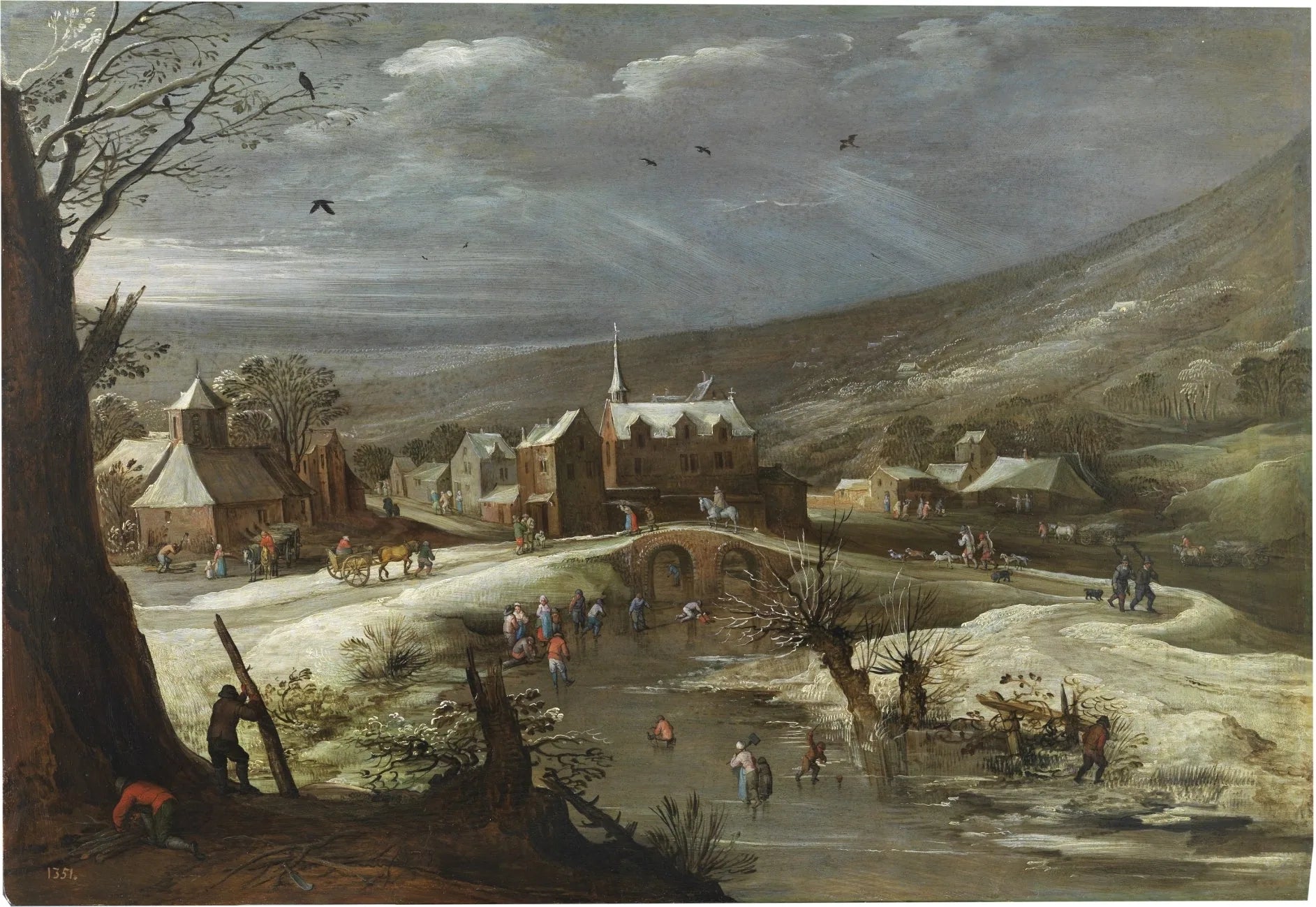 Paysage avec patineurs - Jan Brueghel l'Ancien image 1 reproduction réalisée par Alpha Reproduction