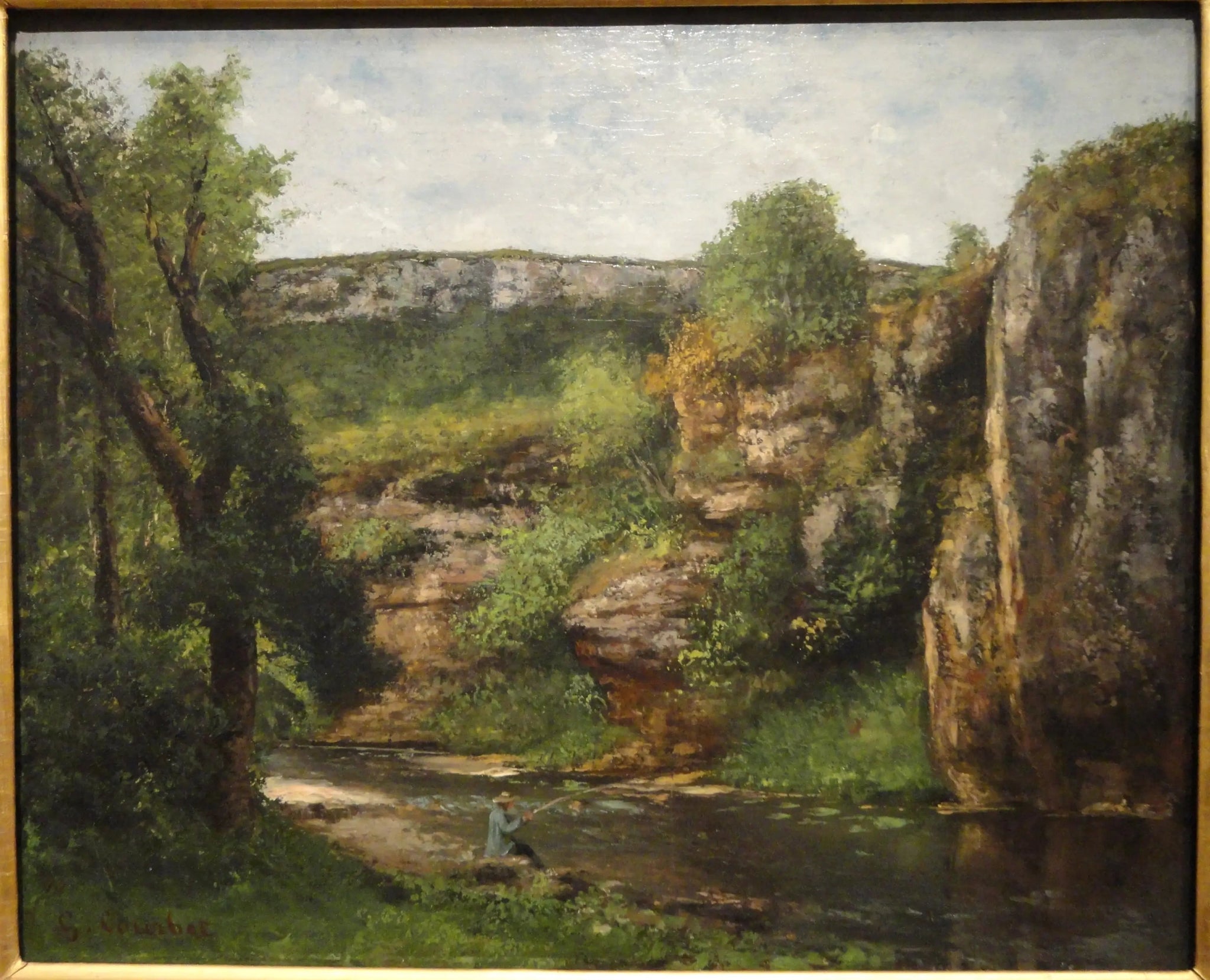 Paysage avec pêcheur - Gustave Courbet image 1 copie de tableau peinte à la main