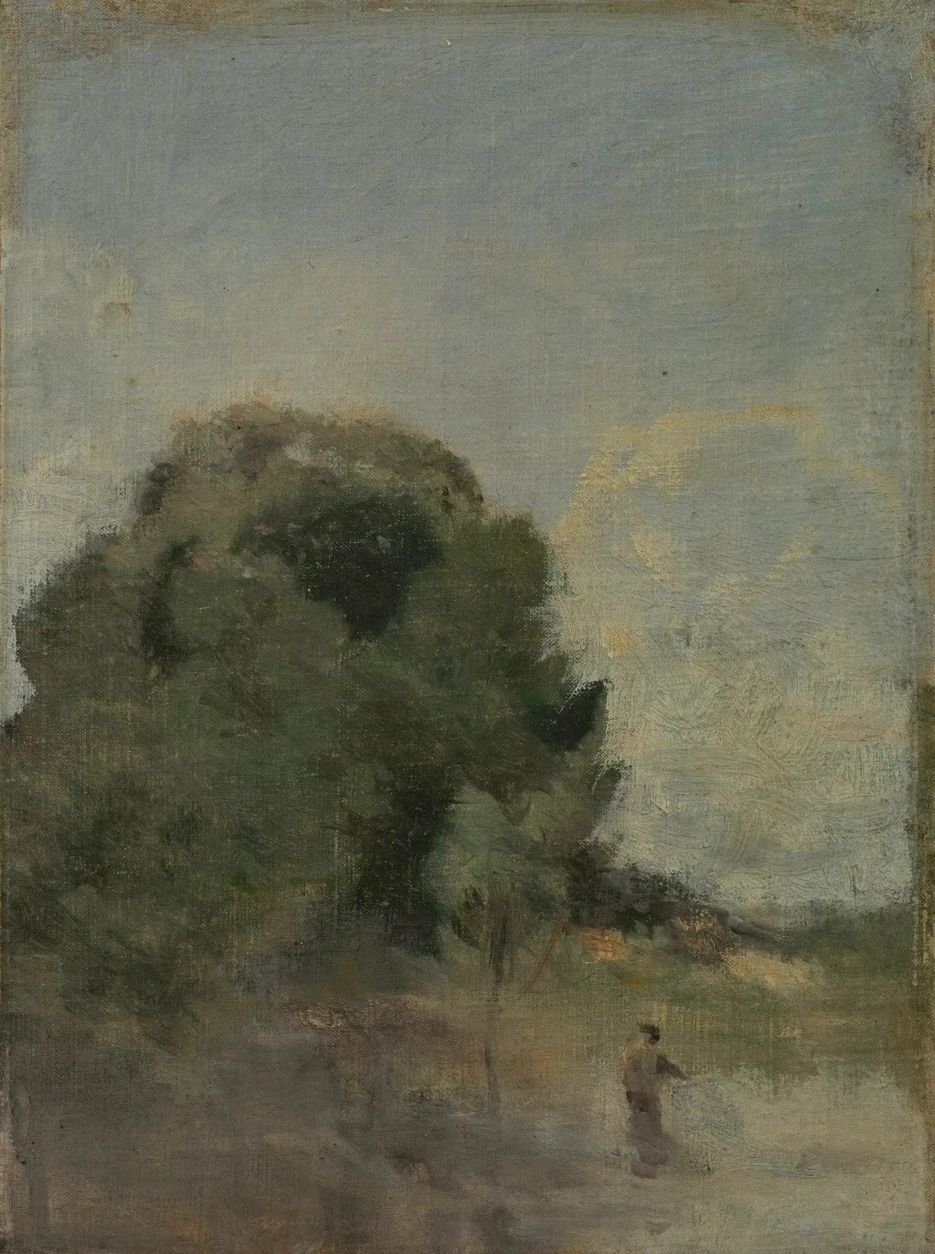 Paysage avec pêcheur - Jean-Baptiste Camille Corot image 1 reproduction réalisée par Alpha Reproduction