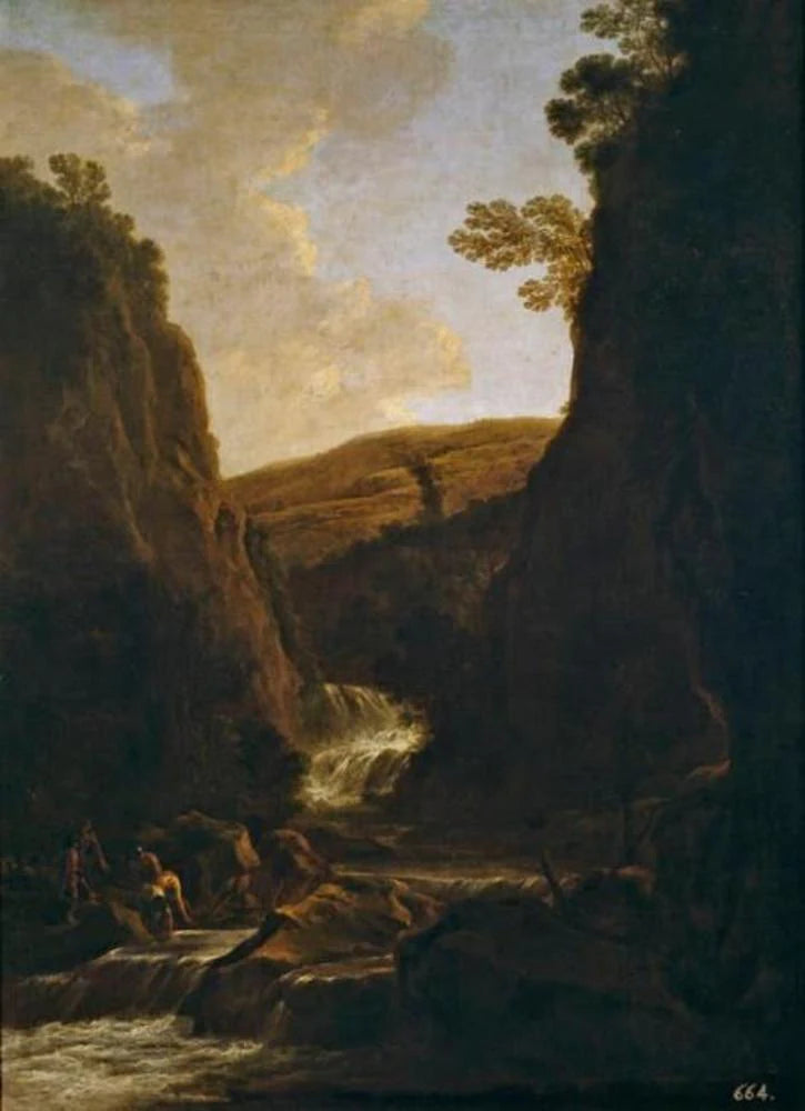Paysage avec pêcheurs et bergers au bord d’une rivière - Jan Both