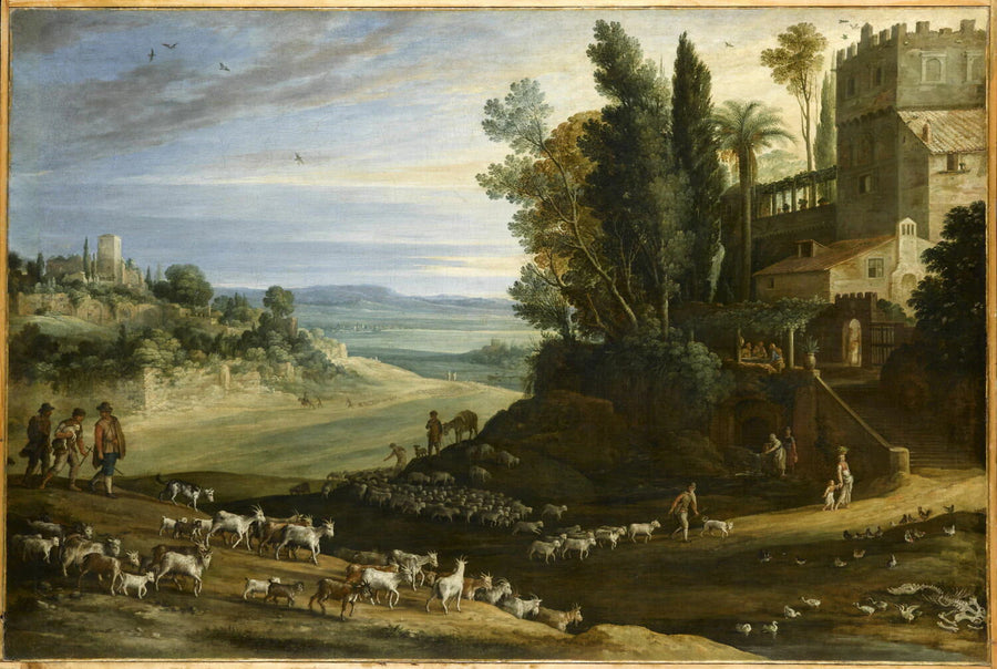 Paysage avec les pèlerins d'Emmaüs et l'allégorie des deux troupeaux - Paul Bril