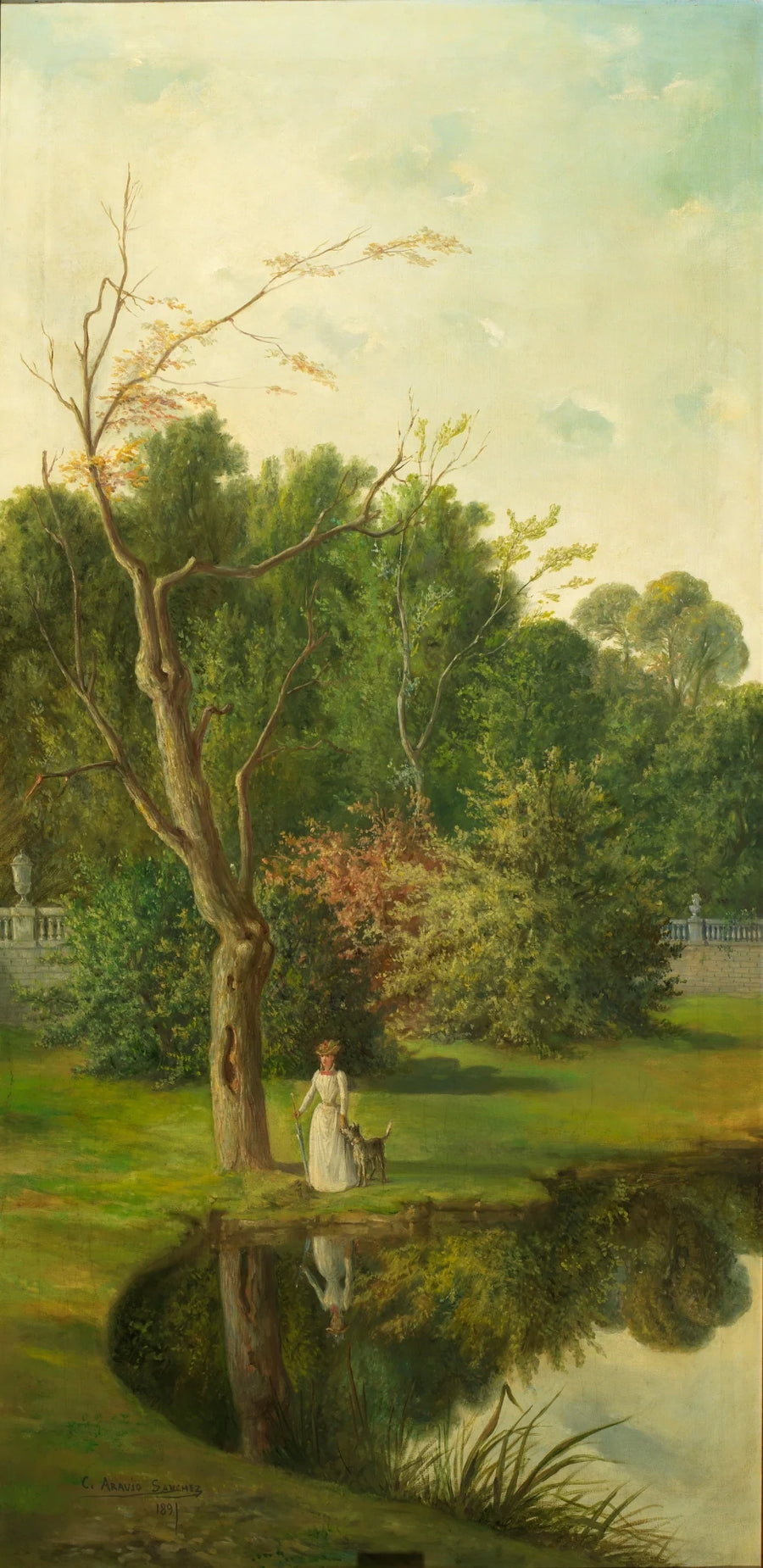 Paysage avec des personnages au bord d'un lac - Ceferino Araujo