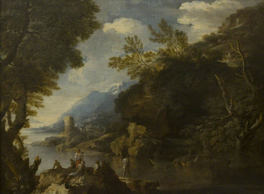 Paysage avec personnages et bateaux - Salvator Rosa