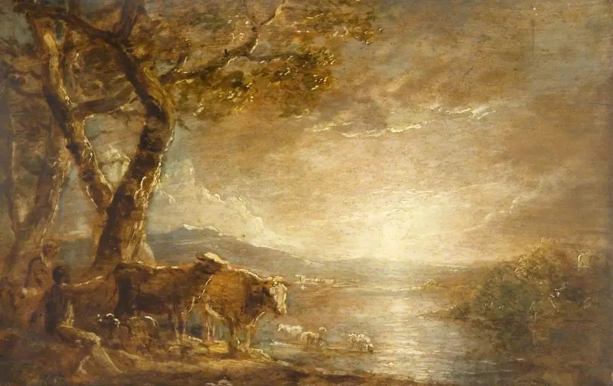 Paysage avec personnages et bétail - Thomas Gainsborough image 1 copie de tableau peinte à la main