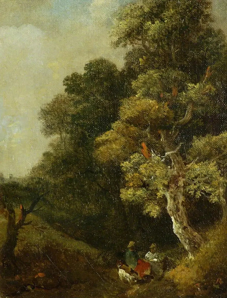 Paysage avec personnages sous un arbre - Thomas Gainsborough image 1 copie de tableau peinte à la main