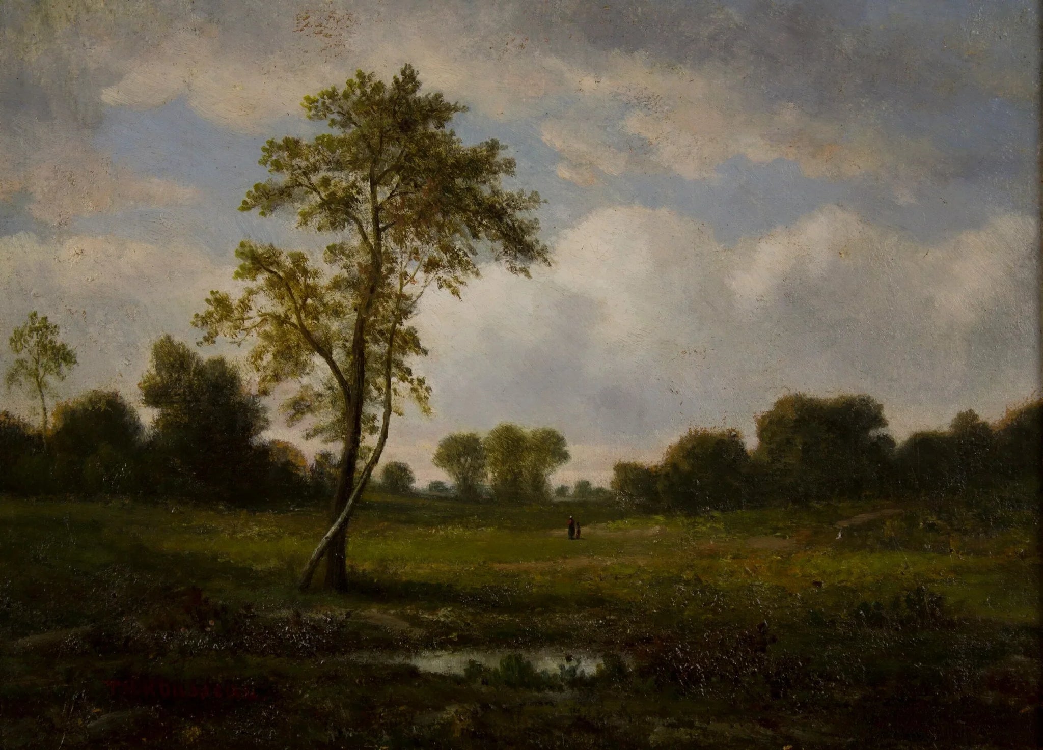 Paysage avec personnages - Théodore Rousseau image 1 copie peinte à la main à l’huile