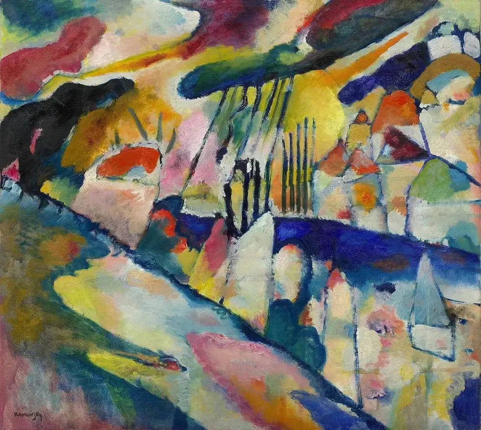 Paysage avec pluie - Vassily Kandinsky image 1 copie peinte à la main à l’huile
