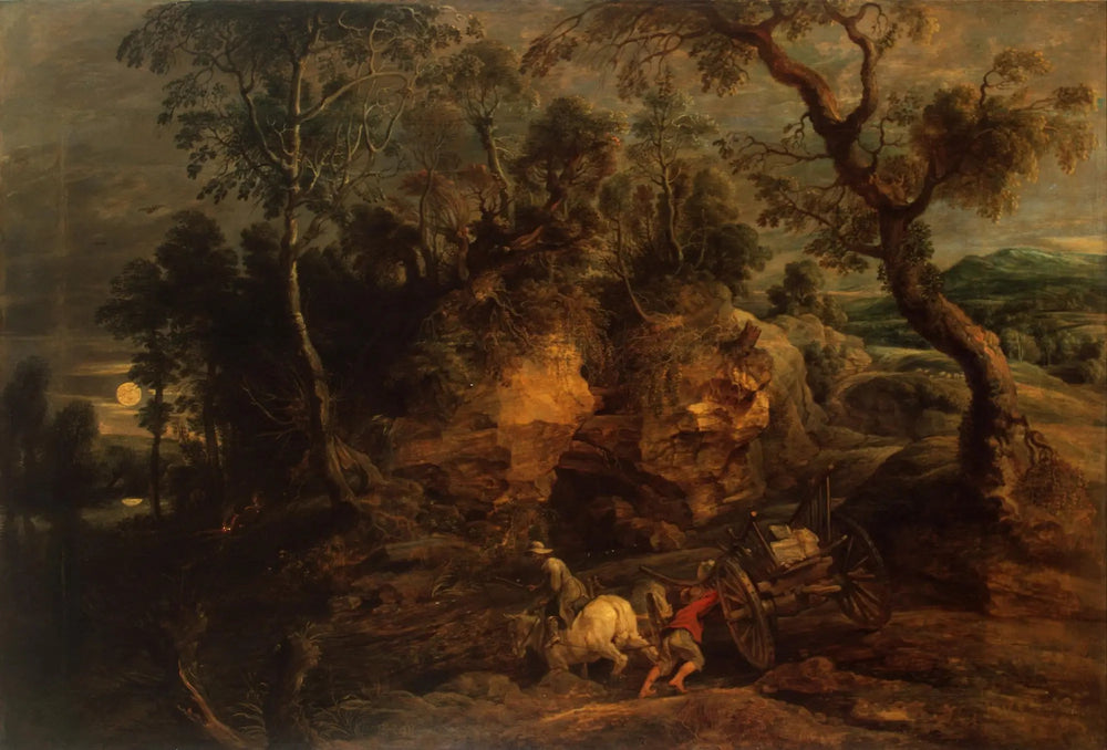 Paysage avec porteurs de pierres - Peter Paul Rubens image 1 reproduction d’œuvre d’art à l’huile