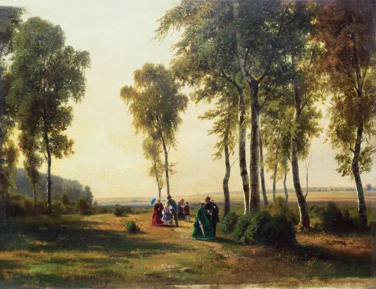 Paysage avec promenade - Ivan Chichkine image 1 reproduction artisanale de tableau